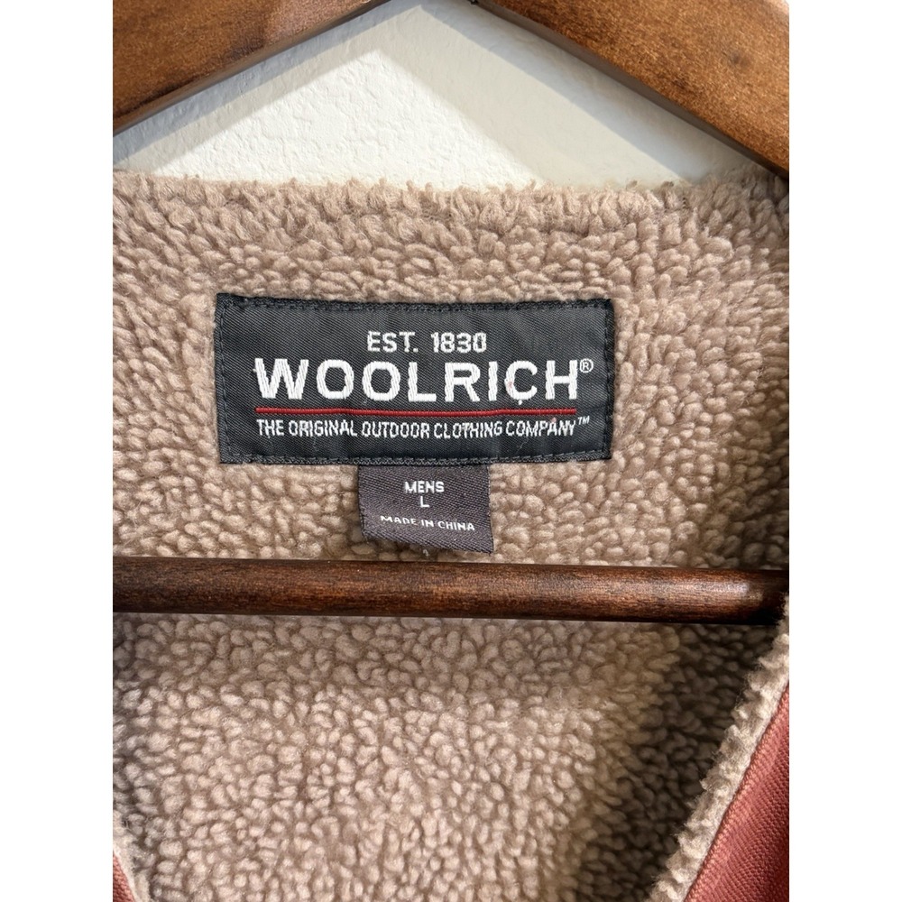 Woolrich Vest Sherpa lined Canvas Rancher USA Mens L Shooter‎ Workwear - Picture 7 of 13